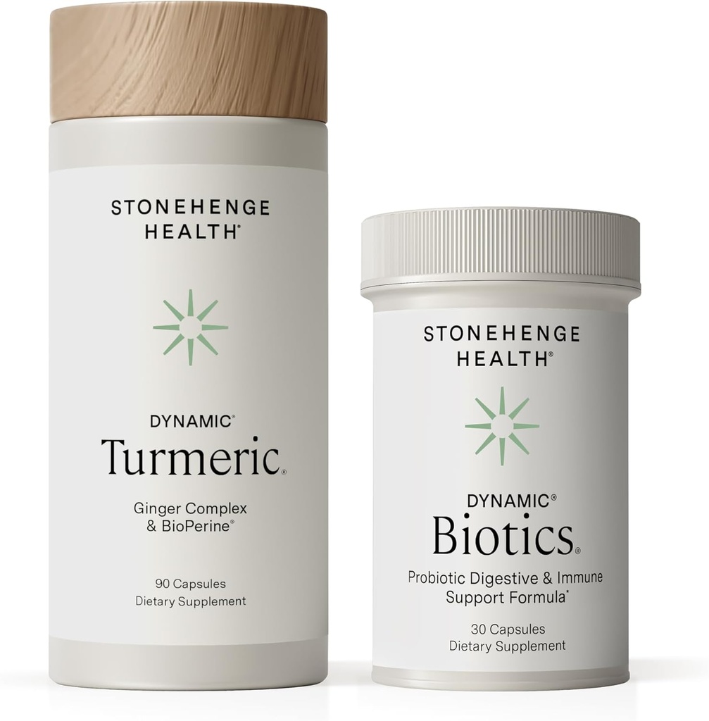 Stonehenge Health Dynamic Turmeric, Dynamic Biotics Probiotic: Joints and Digestion Support Bundle 2
