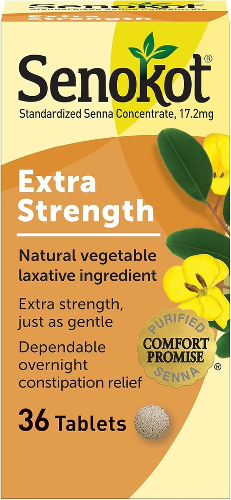 Senokot Extra Strength Natural Vegetable Laxative for Gentle Overnight Relief Occasional Constipation, 36 Count 2