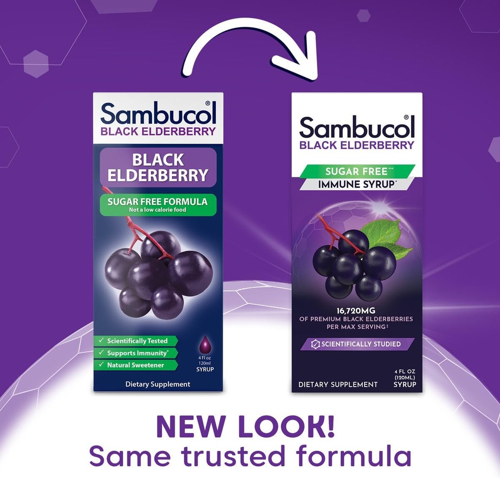 Sambucol Sugar-Free Black Elderberry Syrup - Sambucus Elderberry Syrup for Adults Immune Support, Elderberry Liquid, Elderberry Extract - 4 Fl Oz 3