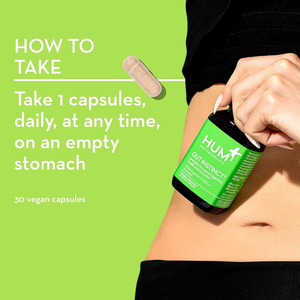 HUM Gut Instinct Daily Probiotics for Women and Men, Digestive Health, Lactobacillus, Bifidobacterium Strains for Immune Support, Probiotic Supplement for Healthy Gut Diversity, 90 Capsules 6