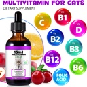 Cat Multivitamin,15 in 1 Cat Vitamins Liquid Drops Supplements for Heart Health, Bones, Joint, Skin & Coat, Bladder, Immune System Support 60ml 5