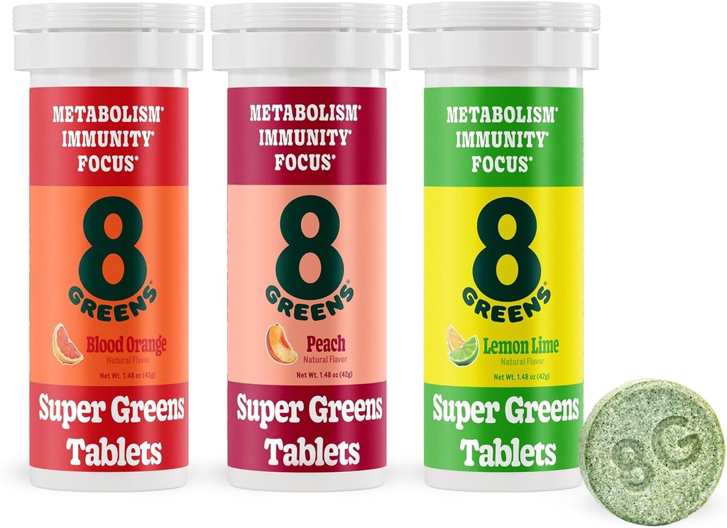 8Greens Supergreens Tablets | Super Greens Powder Superfood Tablet, Metabolism Immunity & Focus, Daily Greens Effervescent Tablets, Organic: Aloe Vera, Spirulina, Chlorella, Variety, 30 Servings 6