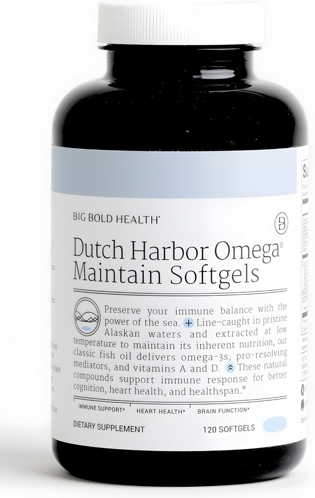 Big Bold Health Dutch Harbor Omega Maintain Softgels - Premium Alaskan Cod Liver Oil (120 Count) - Sustainably Sourced Omega-3 Supplement with EPA, DHA, DPA - Natural Vitamins A & D - MSC Certified 2