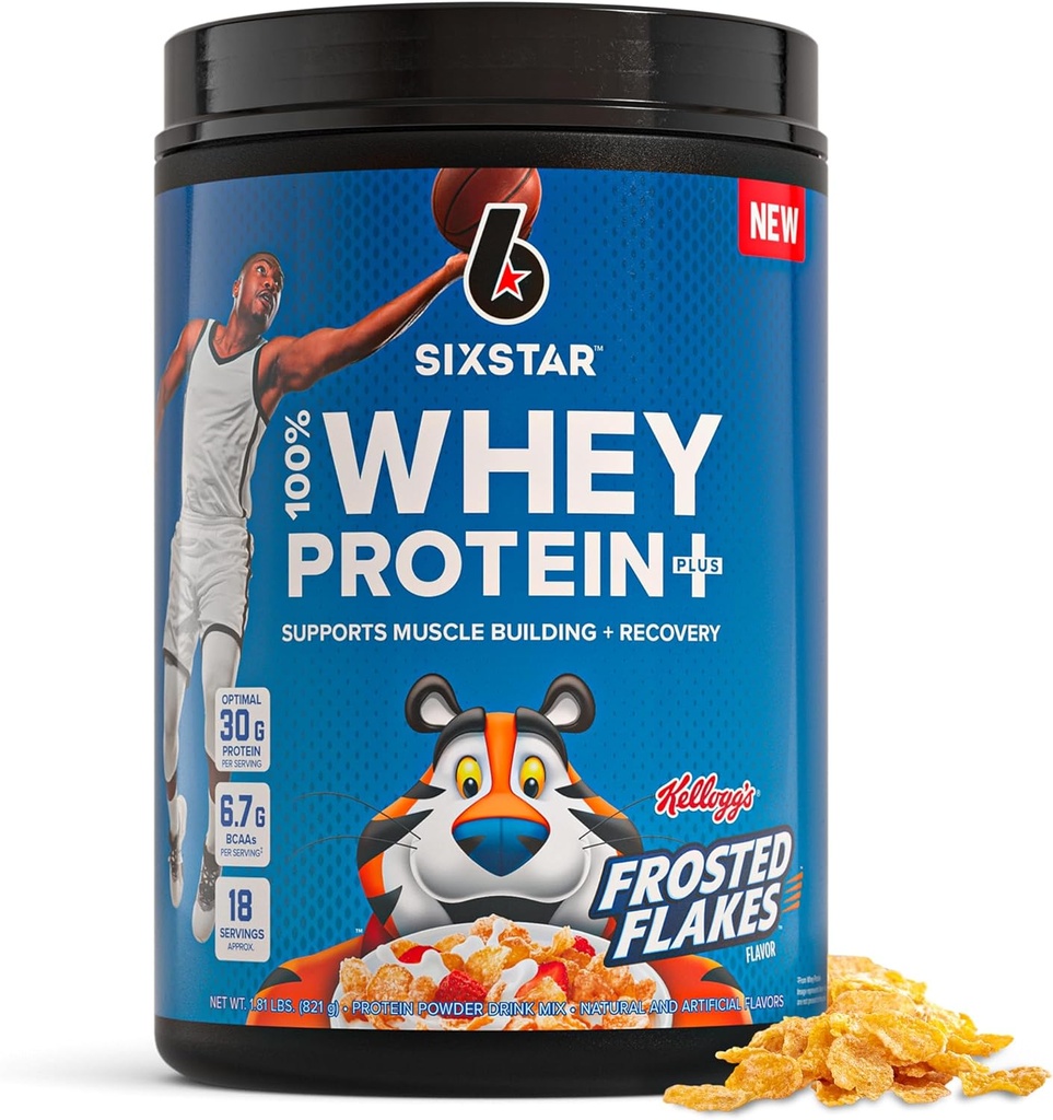 Six Star Whey Protein Powder Plus - Muscle Building & Recovery Formula with Whey Isolate Powder, BCAAs, 30g Protein, Immune Support - Post-Workout Supplement - Kellogg’s Frosted Flakes Flavor, 1.8 lbs 2