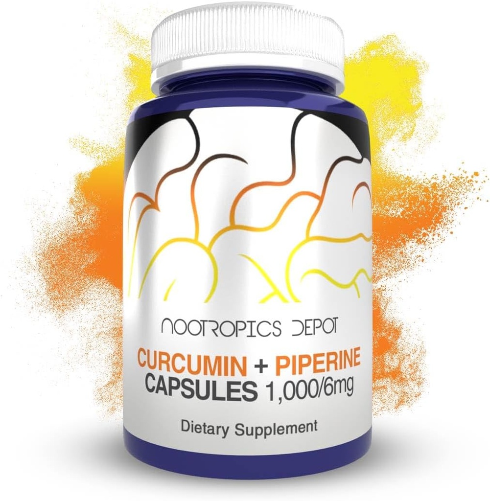 Nootropics Depot Curcumin + Piperine Capsules | 1000mg Curcumin + 6mg Piperine | 180 Count 2