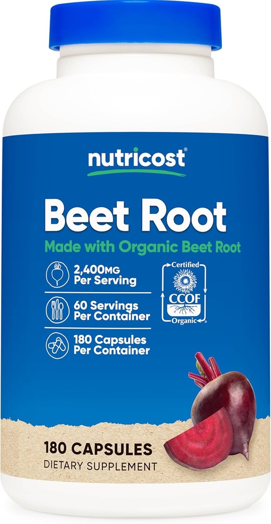 Nutricost Beet Root 2400mg, 180 Capsules - CCOF Certified Made with Organic Beet Root, Superfood, 60 Servings 2