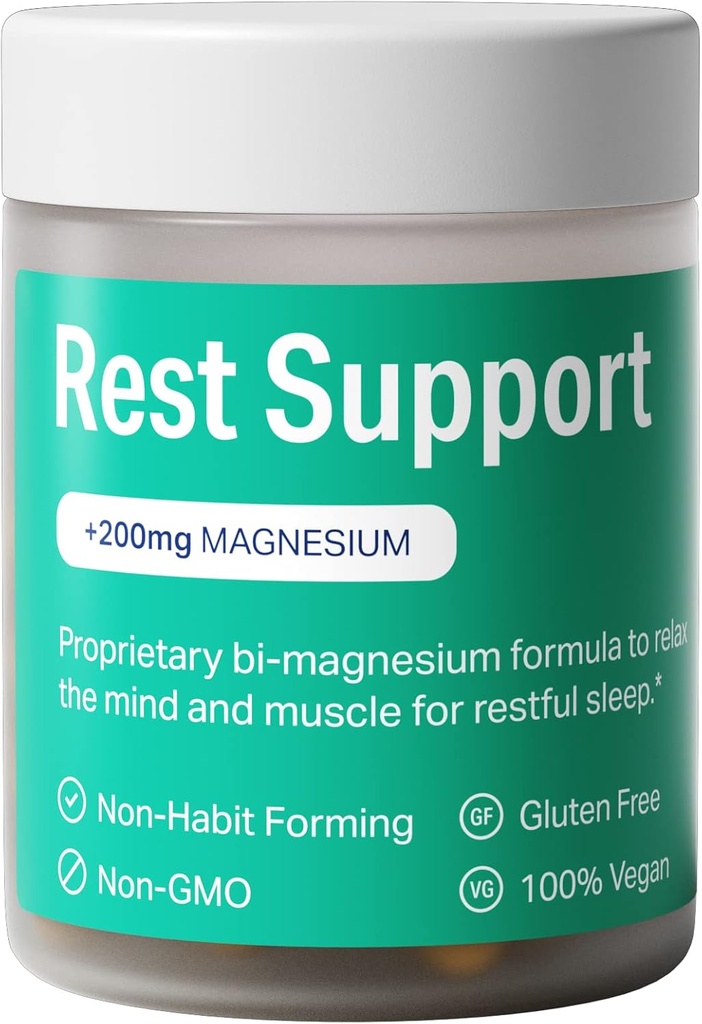 Rest Support Magnesium Supplement - Magnesium for Sleep - Non-Habit Forming Sleep Aid with Magnesium Glycinate & L-Theanine, 60 Capsules - by Sleep is the Foundation 3