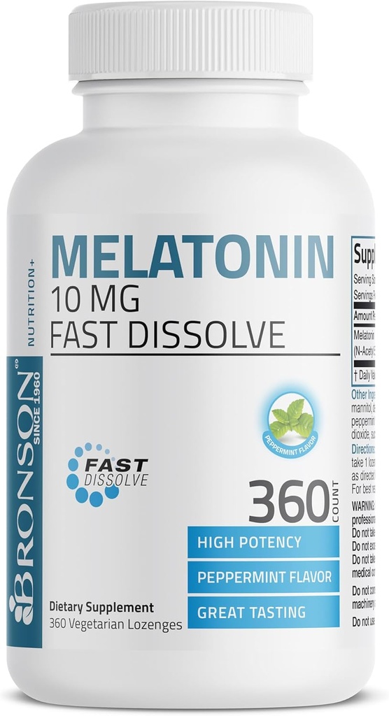 Bronson Melatonin 10 MG Fast Dissolve Peppermint Tablets, Promotes Relaxation, 360 Chewable Vegetarian Lozenges 4
