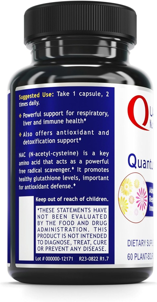 Quantum Nutrition Labs NAC - N-Acetyl-L-Cysteine, Liver & Immune Support, NAC Supplement, N-Acetyl Cysteine, 300mg NAC Per Capsule - 60 Vegetarian Capsules 4
