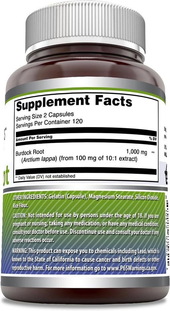 Amazing Formulas Burdock Root Supplement | 1000 Mg per Serving | 240 Capsules | Non-GMO | Gluten-Free | Made in USA 3