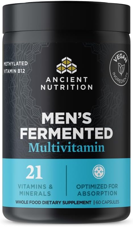 Ancient Nutrition Multivitamin for Men, Men's Fermented Multivitamin with Vitamin A, C, D, E, K, Zinc & Magnesium, Immune Support, Vegan, 60 Ct 2
