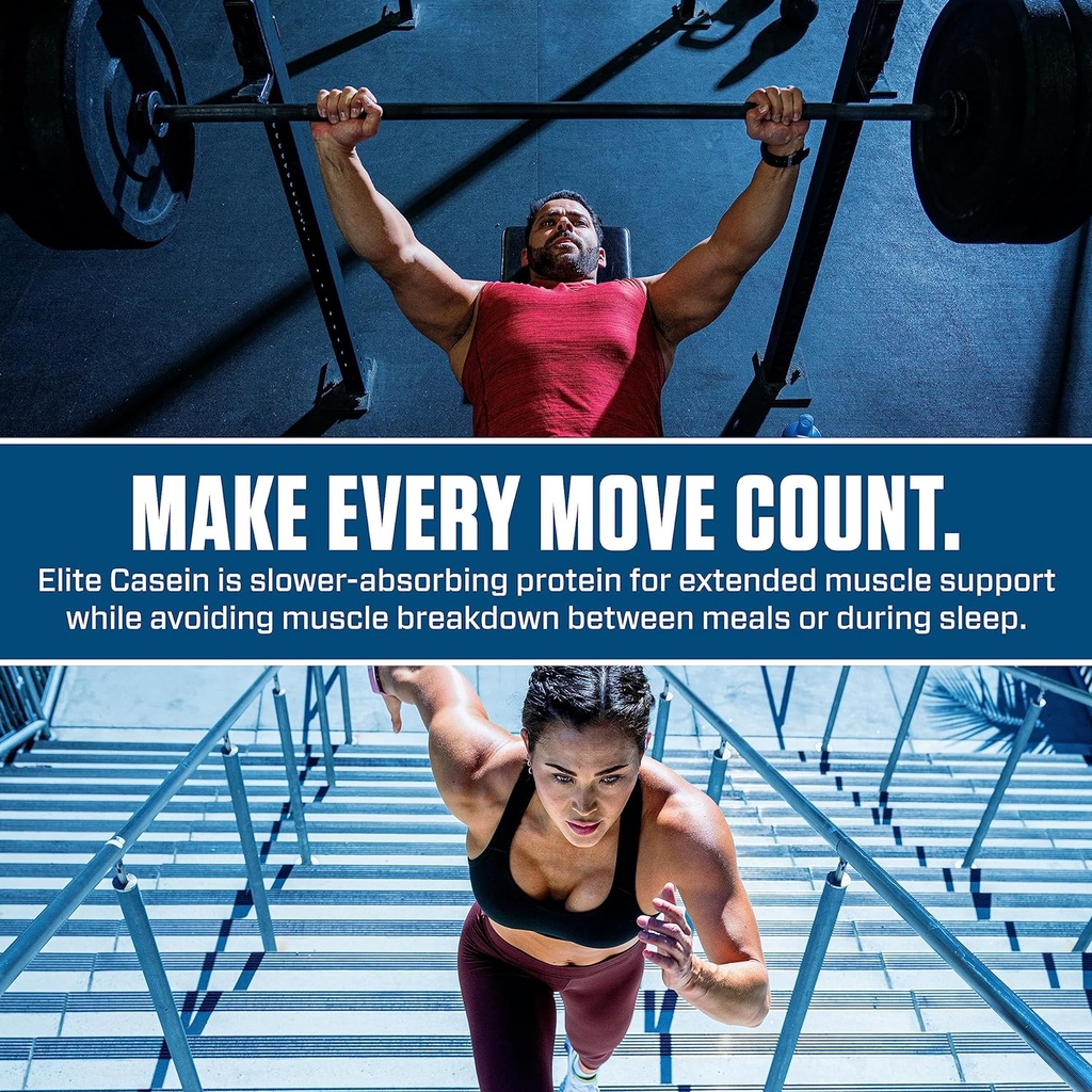 Dymatize Elite Casein Protein Powder, Slow Absorbing with Muscle Building Amino Acids, 100% Micellar Casein, 25g Protein, 5.4g BCAAs & 2.3g Leucine, Helps Overnight Recovery, Smooth Vanilla, 2 Pound 6