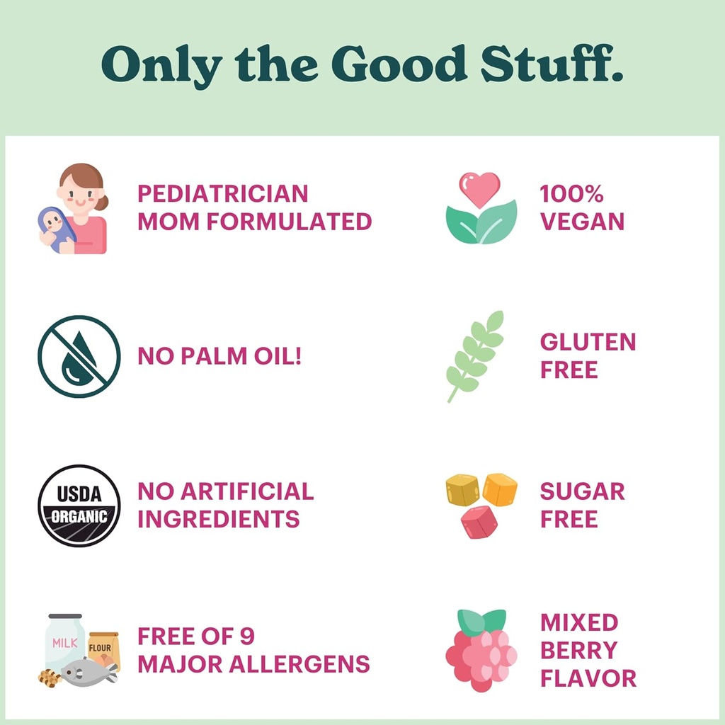 Certified Organic Kids & Teens Probiotic Immune Defense - 5 Billion CFUs | Sugar Free, Vegan, Gluten-Free | 14 Probiotic Strains, Prebiotics, Vitamin C & D | 30 Chewable Tablets, Ages 4+ 4