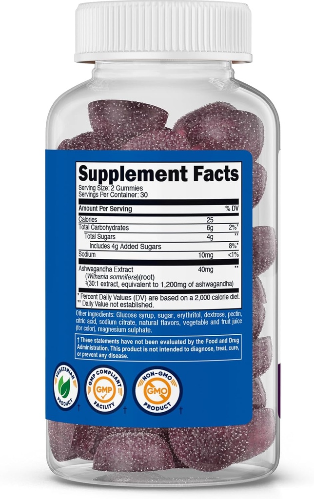 Nutricost Ashwagandha Gummies 1200mg Equivalent Per Serving (Mixed Berry Flavor), 60 Gummies, 30 Servings 6
