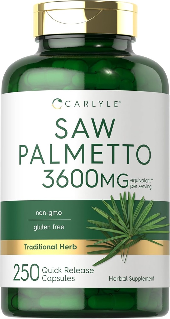 Carlyle Saw Palmetto for Men and Women | 3600 mg | 250 Capsules | Herb Extract Supplement | Serenoa Repens | Non-GMO and Gluten Free 2