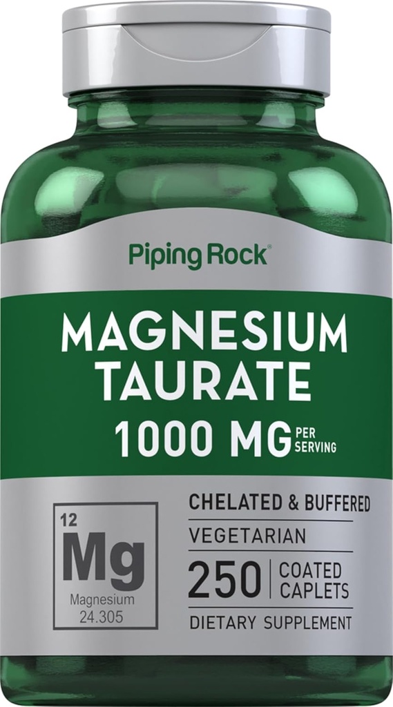 Piping Rock Magnesium Taurate | 1000mg | 250 Caplets | Chelated and Buffered | Vegetarian, Non-GMO, Gluten Free Supplement 2