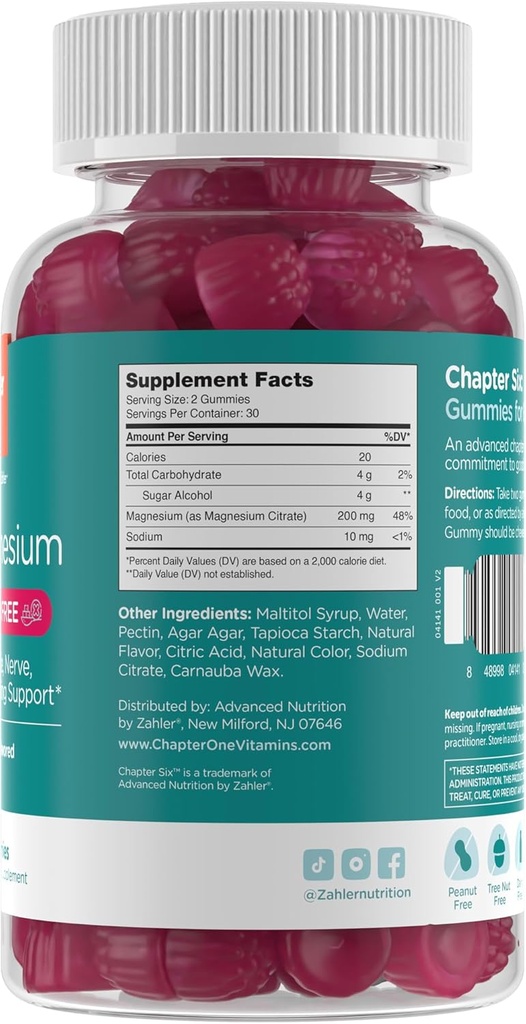 Zahler Magnesium Gummies - Sugar Free Magnesium Citrate Gummies for Muscle, Nerve and Calm Support - Relaxing Non GMO Gluten Free Chewable Raspberry Flavored Magnesium Chews for Adults (60 Count) 3
