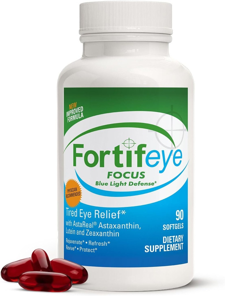 Fortifeye Focus Eye Care Supplement 90 Softgel Capsules - Triple Carotenoid Including Astaxanthin, Lutein, and Zeaxanthin Supplements, Eye Vitamins, Supports Eyes Fatigue and Blue Light Protection 2