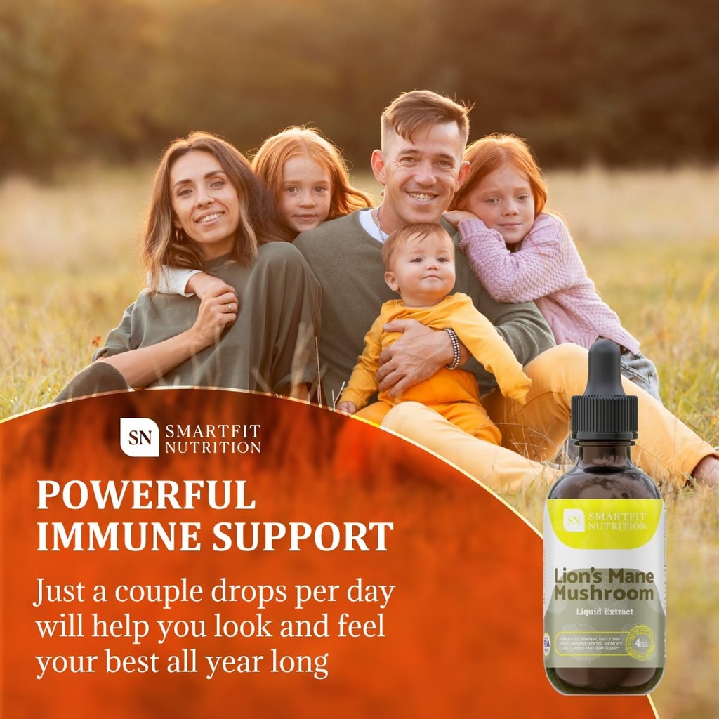 Lions Mane Extract - Lions Mane Tincture - Made in USA - Mushroom Supplement for Memory, Focus & Clarity - Daily Mushroom Supplement - 4 Fl oz. 5