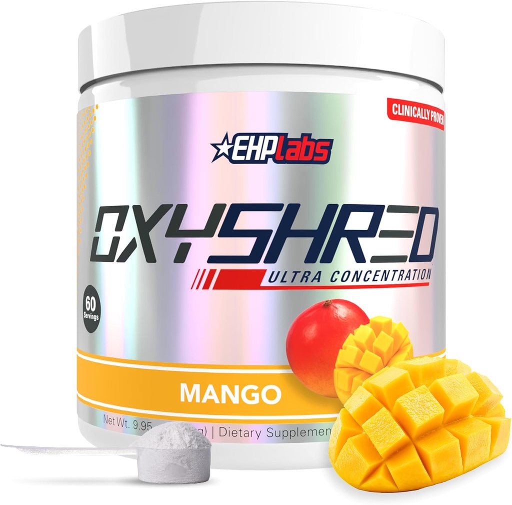 EHP Labs OxyShred Pre Workout Powder - Preworkout Powder with L Glutamine & Acetyl L Carnitine, Energy Boost Drink - Mango, 60 Servings 2
