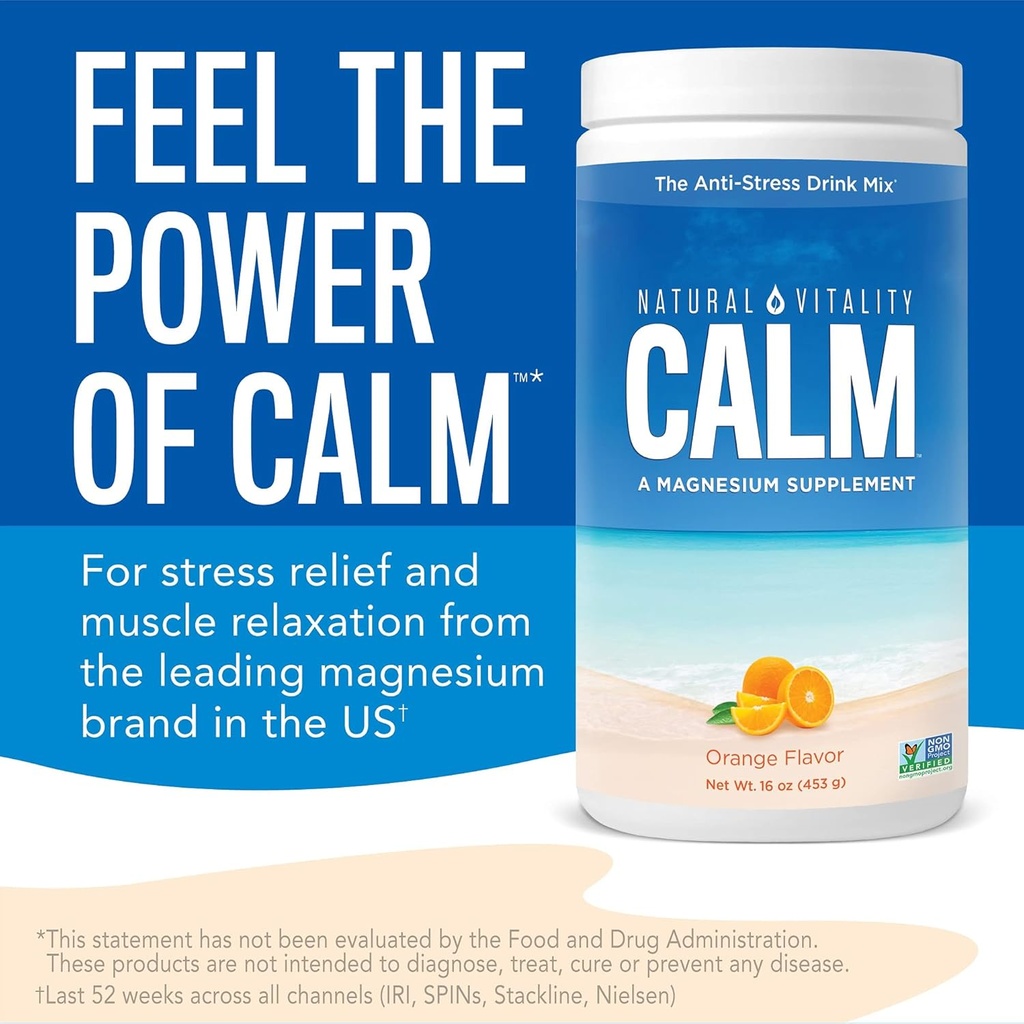 NATURAL VITALITY Orange Flavor Magnesium Anti-Stress Drink Mix, 8 OZ 5