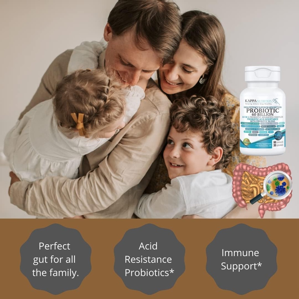 KAPPA NUTRITION Probiotic 60 Billion CFU 14 in 1 Formula with Prebiotics & Acidophilus for Women, Men & Adults, Shelf Stable, Acid Resistant, Natural Supplement 60 Capsules. 5