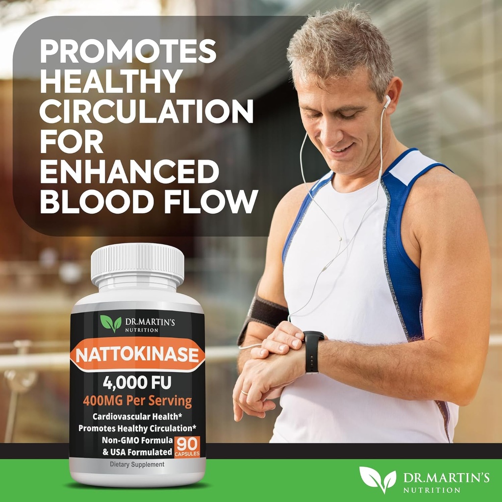 Pure 4,000 FU Nattokinase Supplement | 400mg Authentic Japanese Natto Extract | for Cardiovascular & Heart Health, Blood Circulation | Helps Maintain Healthy Blood Flow | Immune System | 90 Capsules 6