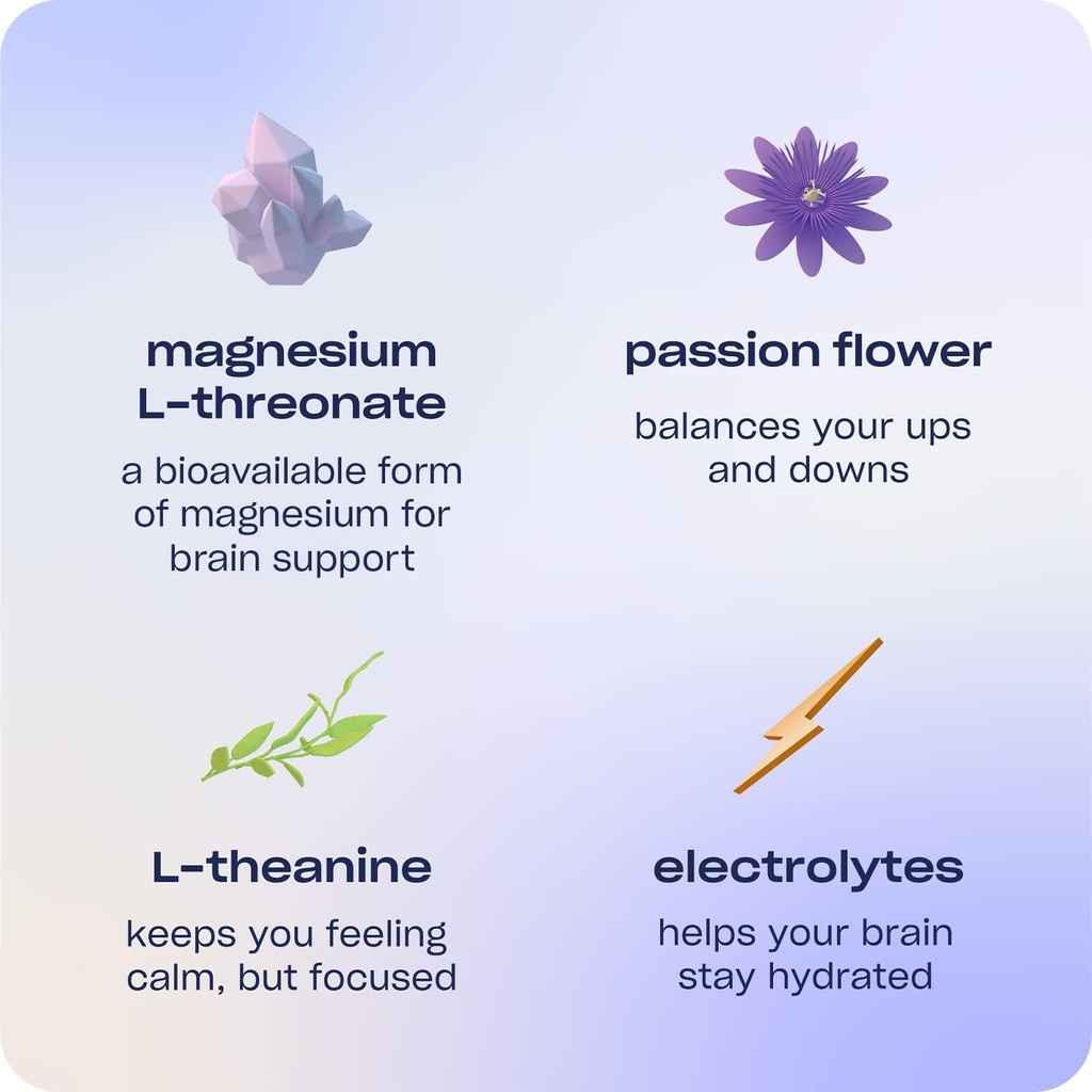 Recess Mood Powder, Calming Magnesium L-Threonate Blend with Passion Flower, L-Theanine, Electrolytes, Magnesium Calm Support Powder Supplement - Lemon Citrus Pack of 10 3