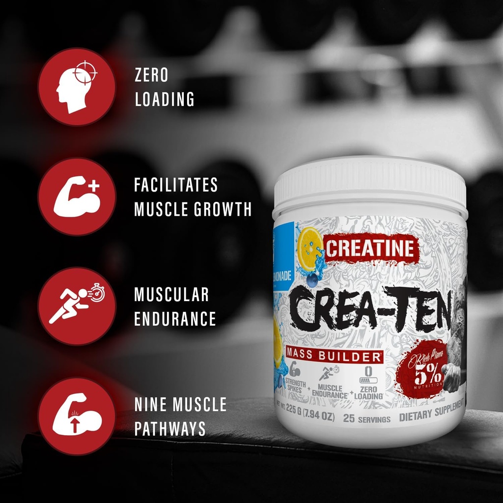 5% Nutrition CreaTEN Creatine Complex + Accelerators | Flavored Creatine Powder for Muscle Gain | Max Power, Strength, Endurance, & Recovery (Blueberry Lemonade) 4