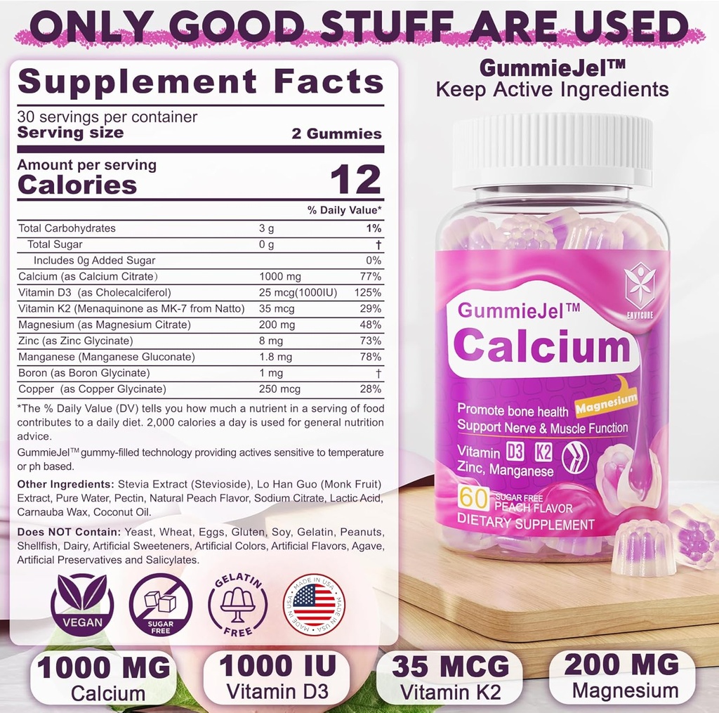 Sugar Free Calcium Gummies 120 Counts & Digestive Enzymes Gummies 60 Counts 6