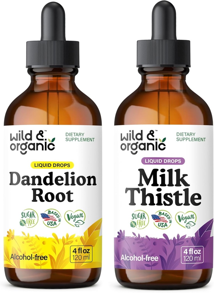 Wild & Organic Dandelion Root Tincture 4 fl oz & Milk Thistle Tincture 4 fl oz 2