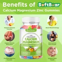 softbear Calcium Magnesium Zinc Gummies for Adult & Kids, Suagr-Free Calcium Magnesium Zinc Vitamin D3 Supplement for Bone Strength & Immune Health, Mixed Fruit Flavor 120 Count 5