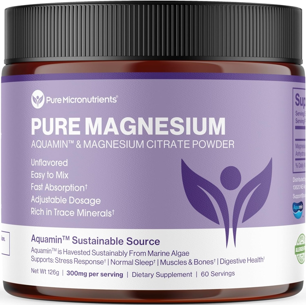 Pure Magnesium Citrate Powder to Support Sleep, Muscle & Bone Health, Energy, Heart & Digestion. Unflavored Magnesium Powder Drink Mix, Vegan, 60 Servings 2