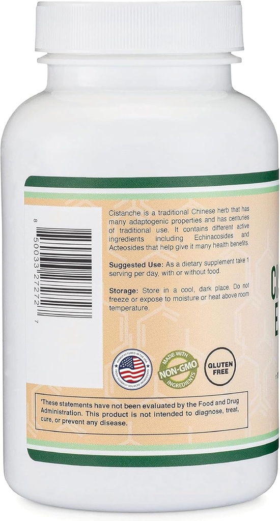 Cistanche Tubulosa Extract 500mg Per Serving (120 Capsules) Cistanche Testosterone Supplement for Men (Standardized to Contain Echinacosides and Acteosides) by Double Wood 5