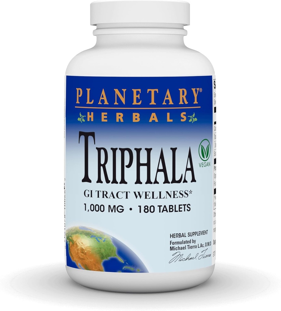 Planetary Herbals Triphala Internal Cleanser 1000mg for GI Tract Wellness - 180 Tablets 2