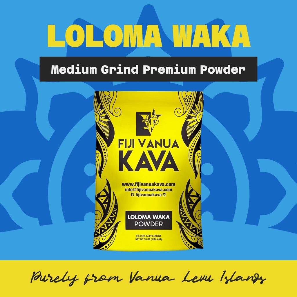 Fiji Vanua Kava Premium Loloma Waka Kava Root Powder, Made From Noble Root Powder With Sun-dried Lateral Roots, Medium Grind for Easy Prep, Kava for Smooth & Delicious Taste, 1 lb 3