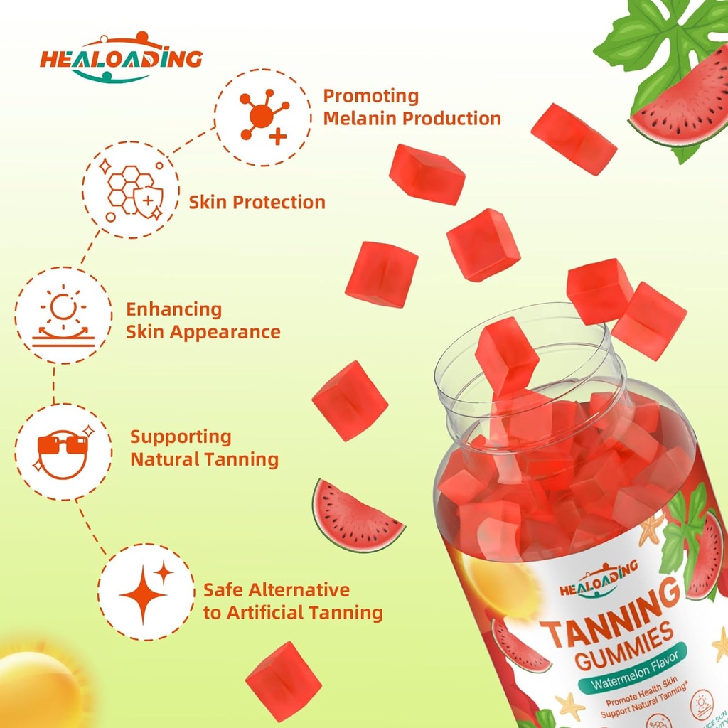 Tanning Gummies Supplement for Adults: Daily Tanning Gummies with Astaxanthin, Collegen, Lycopene, zinc (Citrate), Vitamin for Tanning Supplement Skin Health & Glow Reduce Sun Sensitivity 4