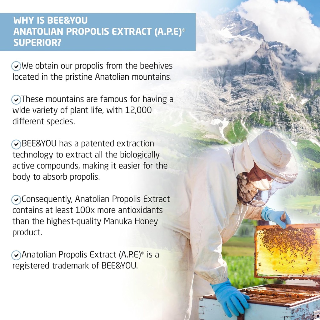 BEE and You Bundle: Propolis Shot with Vitamin C, D3 and Zinc with Propolis Raw Honey Throat Spray, Ultra Pure, 100% Natural, Immune Support, Superfood 6