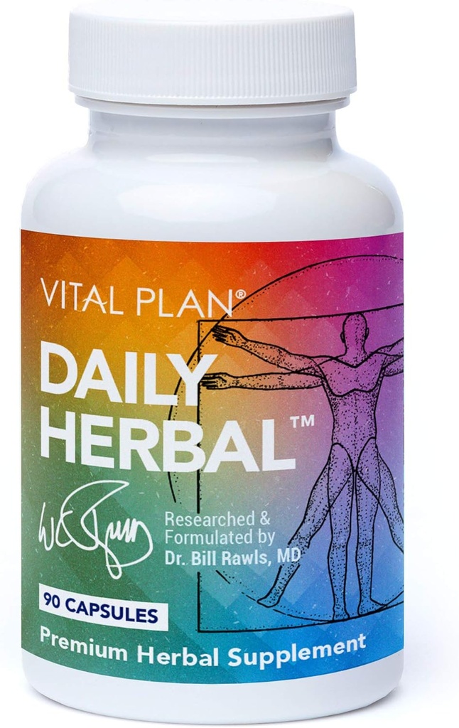 Vital Plan Daily Herbal Supplement by Dr. Bill Rawls – Herbal Immunity Booster for Immune Support, Microbiome Balance & Cell Health — Reishi Mushroom, Turmeric & Rhodiola 2