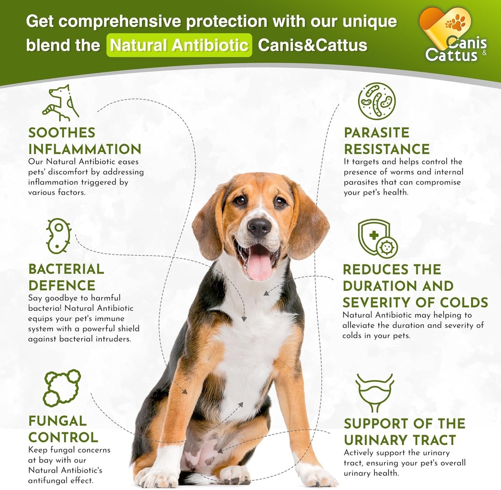 Canis&Cattus Natural Antibiotic for Dogs & Cats – Liquid Pets Antibiotic – Supports Immunity, Reduces Inflammation, Controls Parasites, and Boosts Urinary Health – 2 oz 3