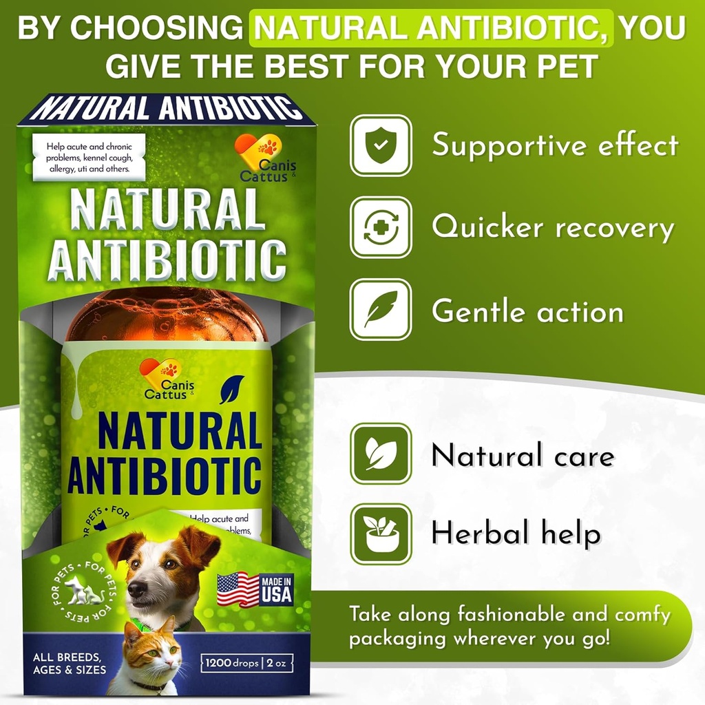 Canis&Cattus Natural Antibiotic for Dogs & Cats – Liquid Pets Antibiotic – Supports Immunity, Reduces Inflammation, Controls Parasites, and Boosts Urinary Health – 2 oz 6