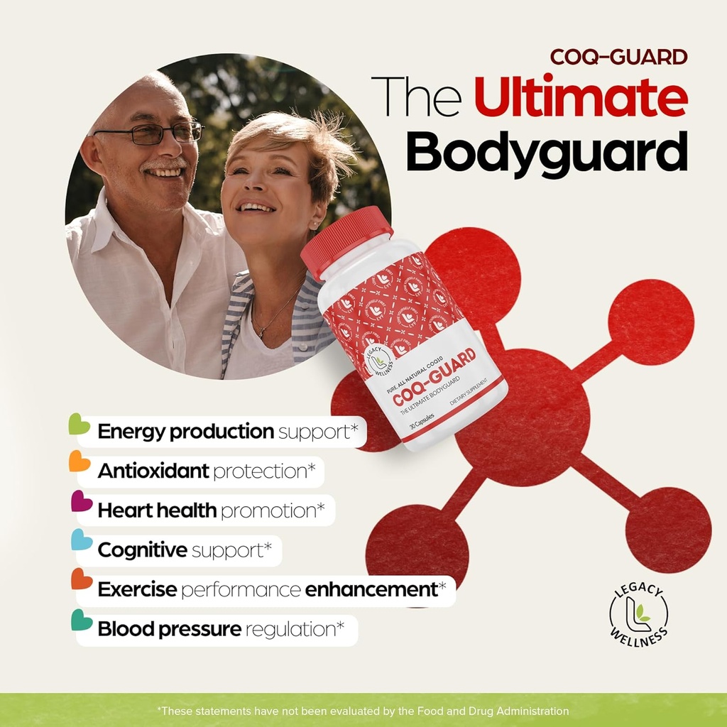 Legacy Wellness CoQ-GUARD CoQ10 200mg - Natural High Potency CoQ10 Supplement for Energy, Heart, Antioxidant & Cellular Support - High Potency Co Q 10 Ubiquinone for Overall Wellness - Non-GMO 30 Caps 3
