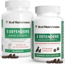 Real Mushrooms 5 Defenders for Humans (90ct) & Pets (90ct) - Capsules Bundle - Chaga, Shiitake, Maitake, Turkey Tail & Reishi Mushroom - for Immune Strength & Overall Wellbeing - Vegan, Non-GMO 2