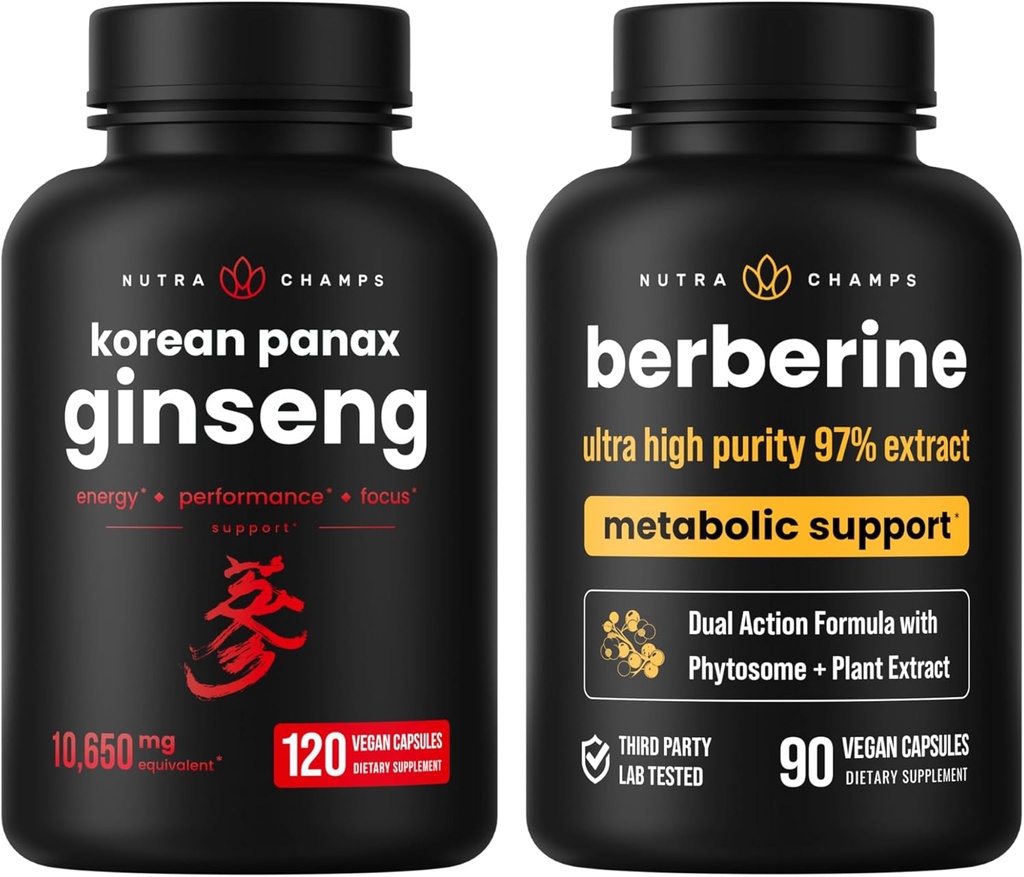 NutraChamps Energy & Metabolic Support: Ginseng & Berberine Duo 2