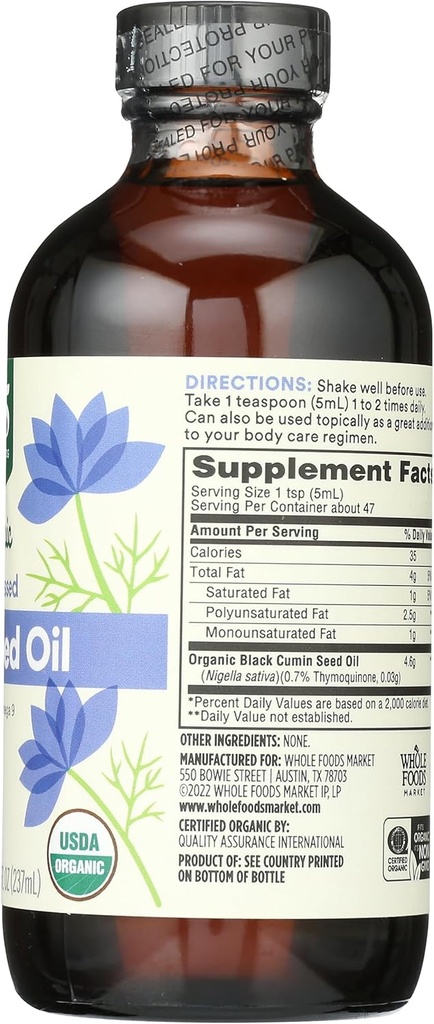 Whole Foods Market, Organic Black Seed Oil, 8 Fl Oz 6