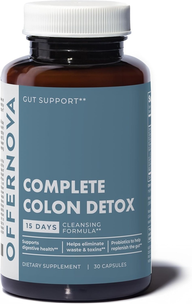 Offernova Complete Colon Detox 15 Days 30 Capsules, All Natural Colon Cleanser for Bloating and Constipation Relief for Women & Men, Advanced Gut Cleanse Detox 2