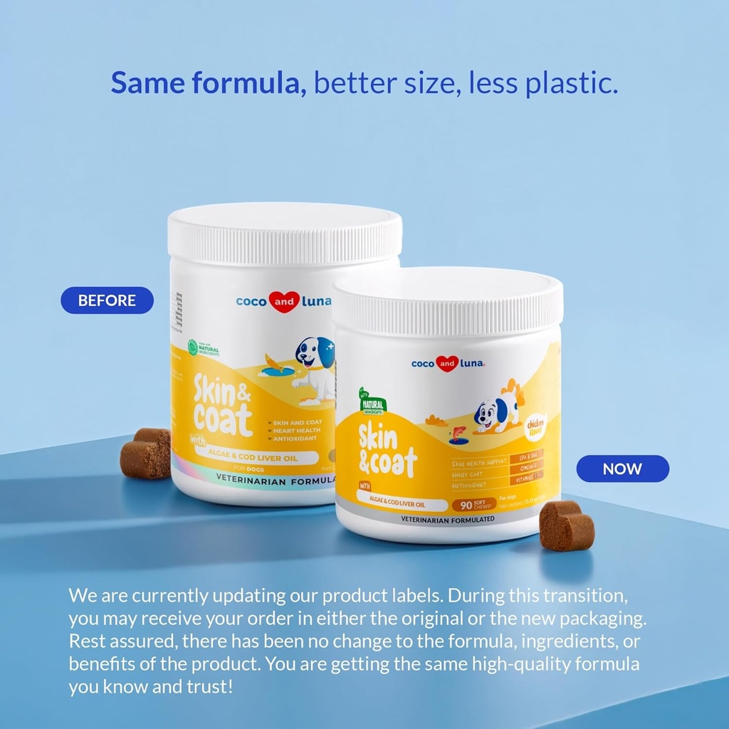 Omega 3 Fish Oil for Dogs - Skin & Coat Supplement with Cod Liver Oil, Algae, EPA & DHA Fatty Acids for Dog Shedding, Itch Relief, Hot Spots, Skin Allergy, Joint & Heart Support - 90 Soft Chews 3