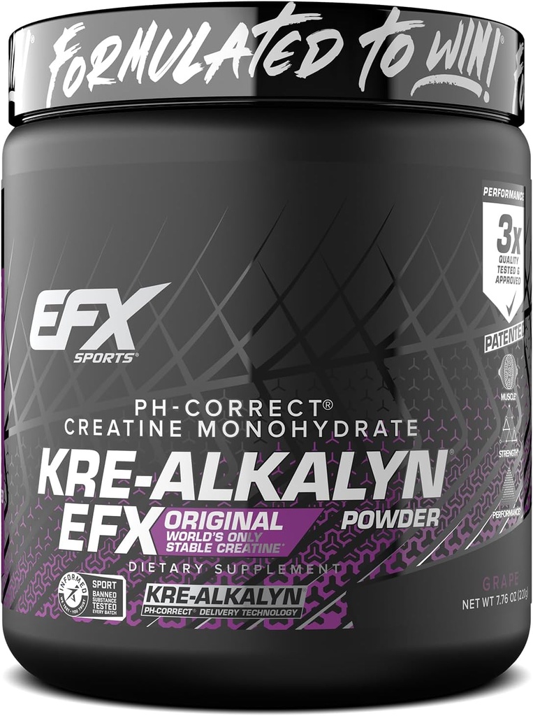 EFX Sports Kre-Alkalyn EFX Powder | pH Correct Creatine Monohydrate Powder Supplement | Strength, Muscle Growth & Performance | 110 Servings (Grape) 2