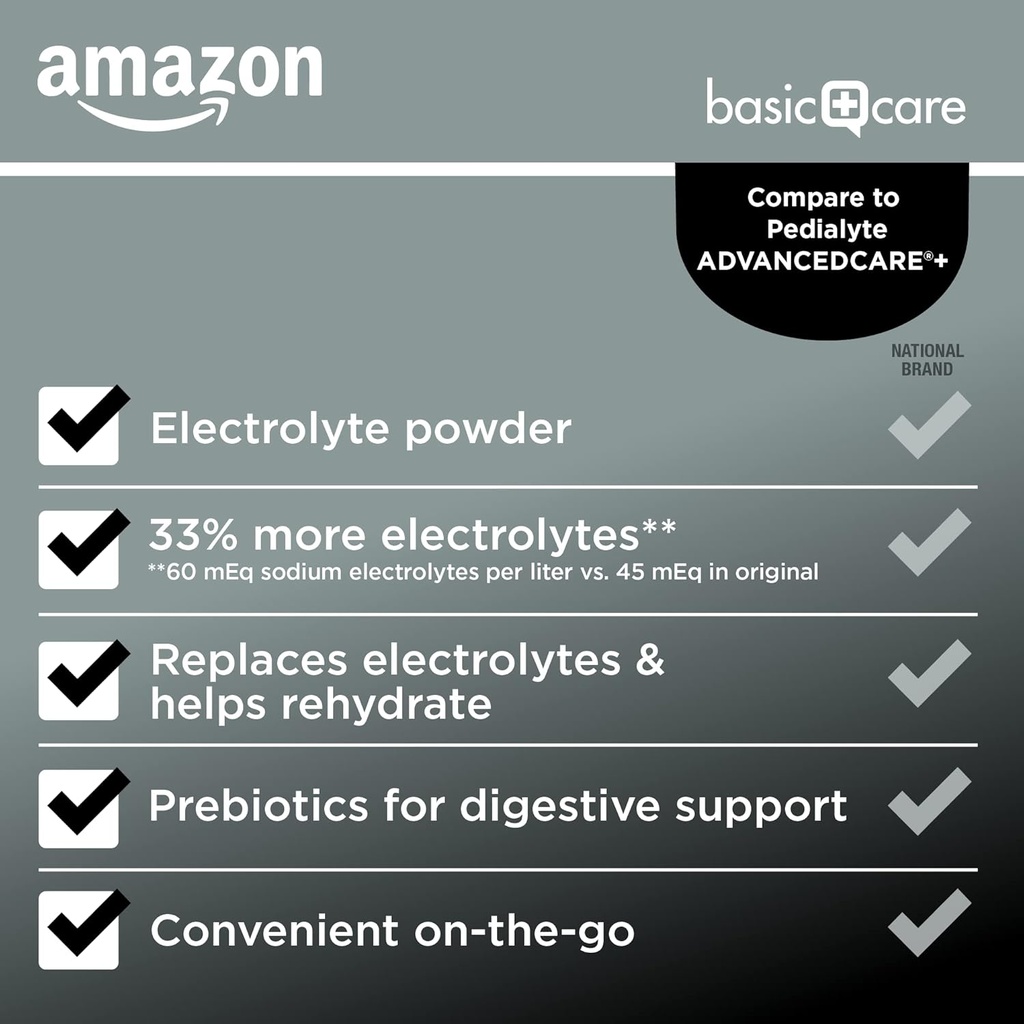 Basic Care Advantage Care Electrolyte Powder Packets for Rehydration, Berry Frost, 6 Count 4