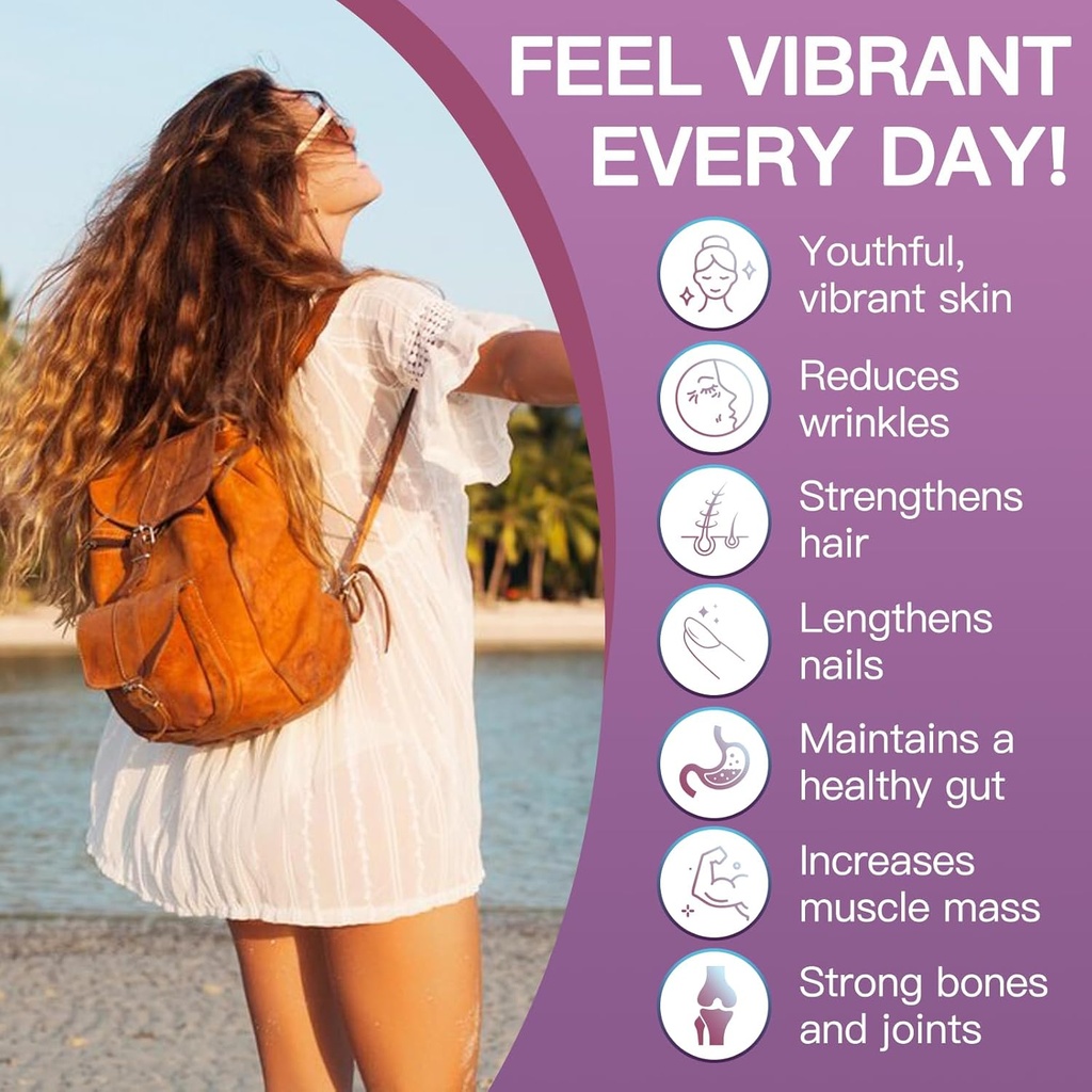 ZEBORA Multi Collagen Peptides Powder for Women – Hydrolyzed Collagen Peptides with D-Mannose & Women's Probiotics – Supports Skin, Hair, Nails, and Urinary Tract Health, Unflavored, 35 Servings 6